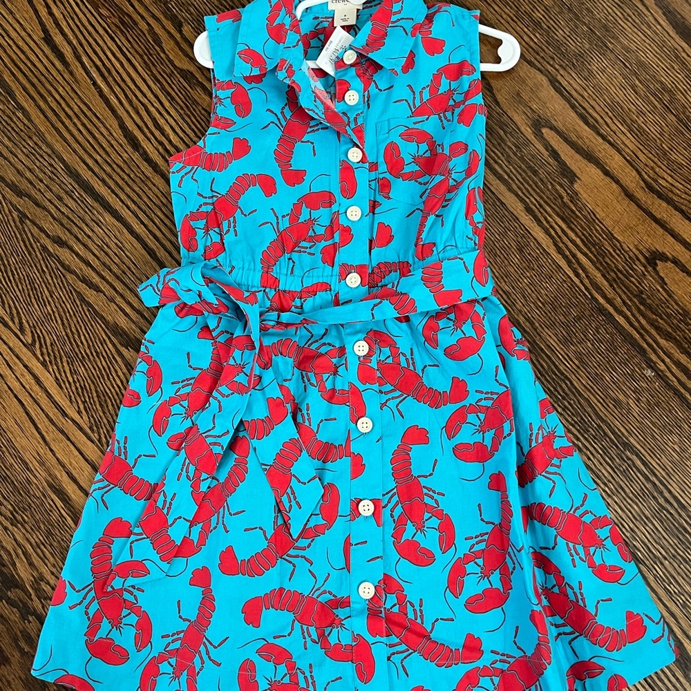 J. Crew Factory Girls Blue Lobster Print Dress